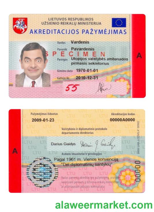 Lithuania accreditation certificate card